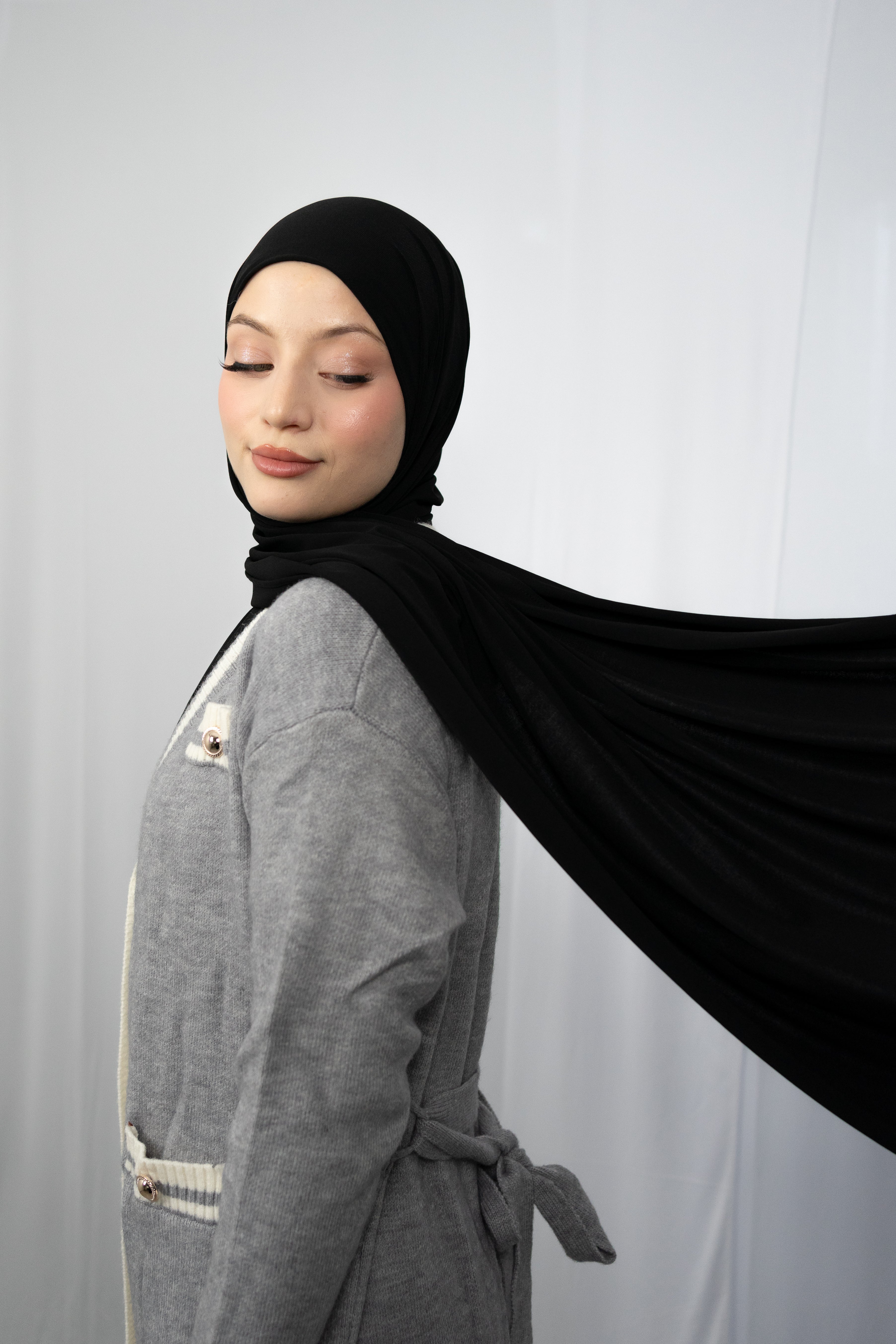 JERSEY-HIJAB IN SCHWARZ