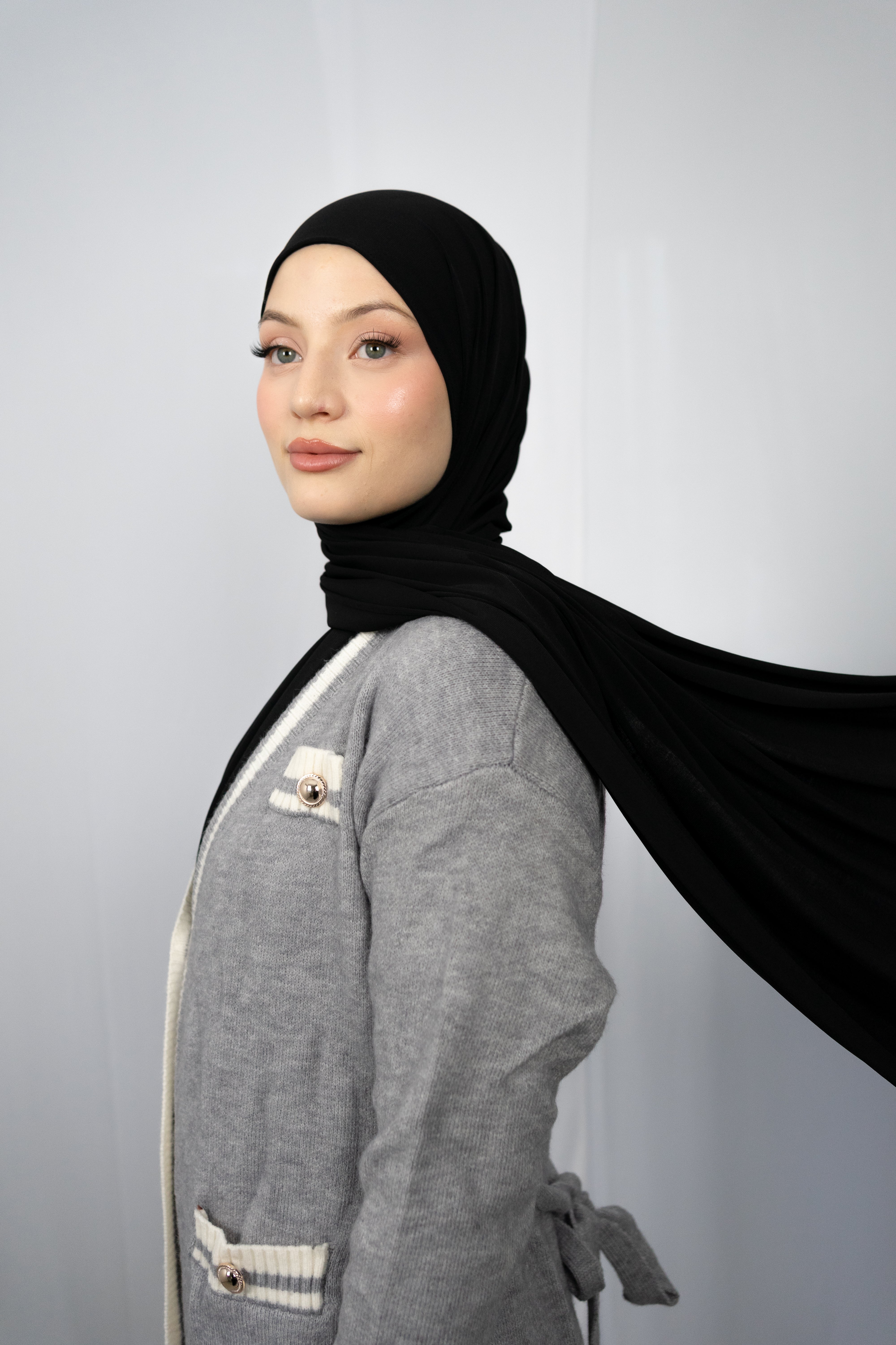 JERSEY-HIJAB IN SCHWARZ