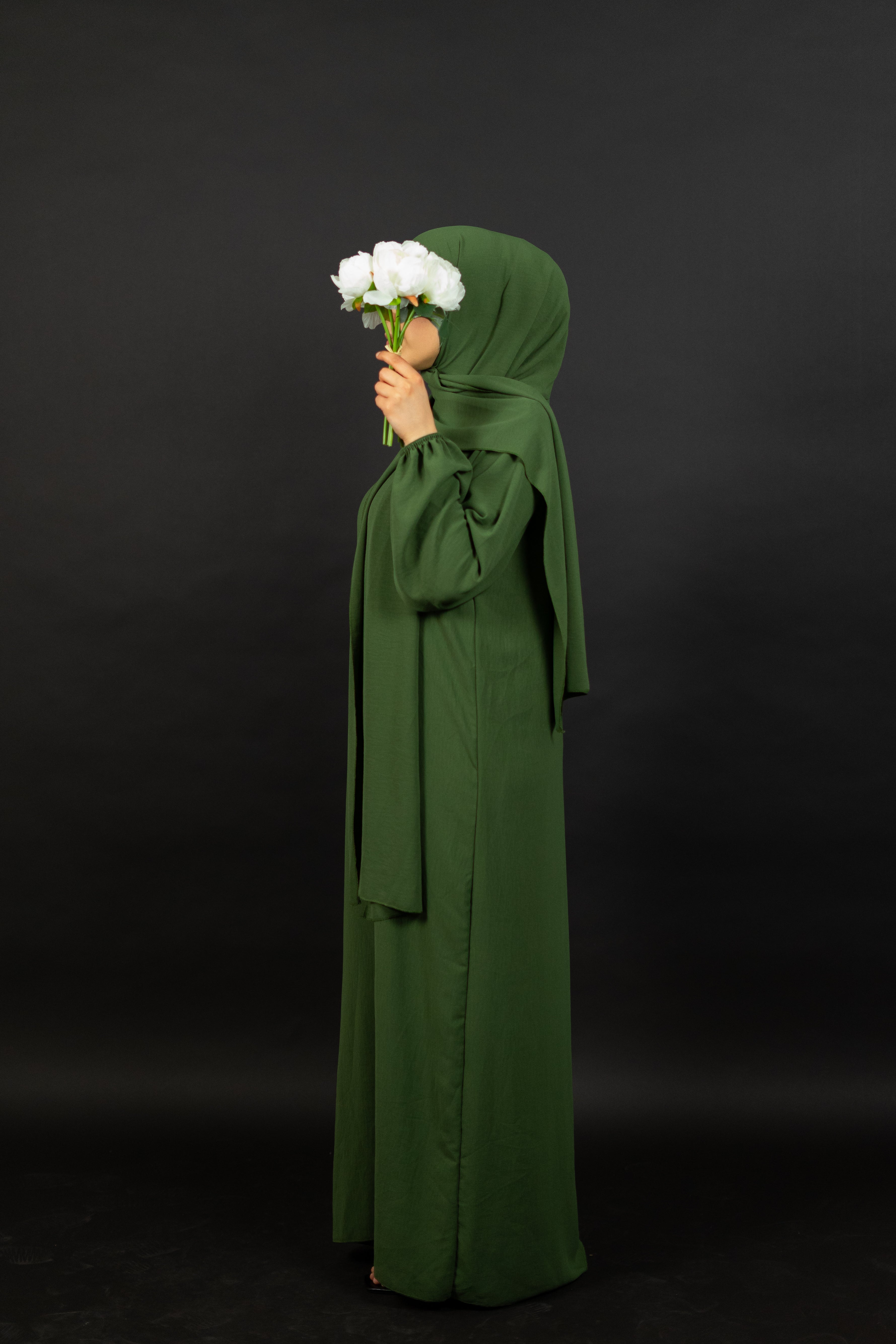 Khaki Abaya mit integriertem Hijab