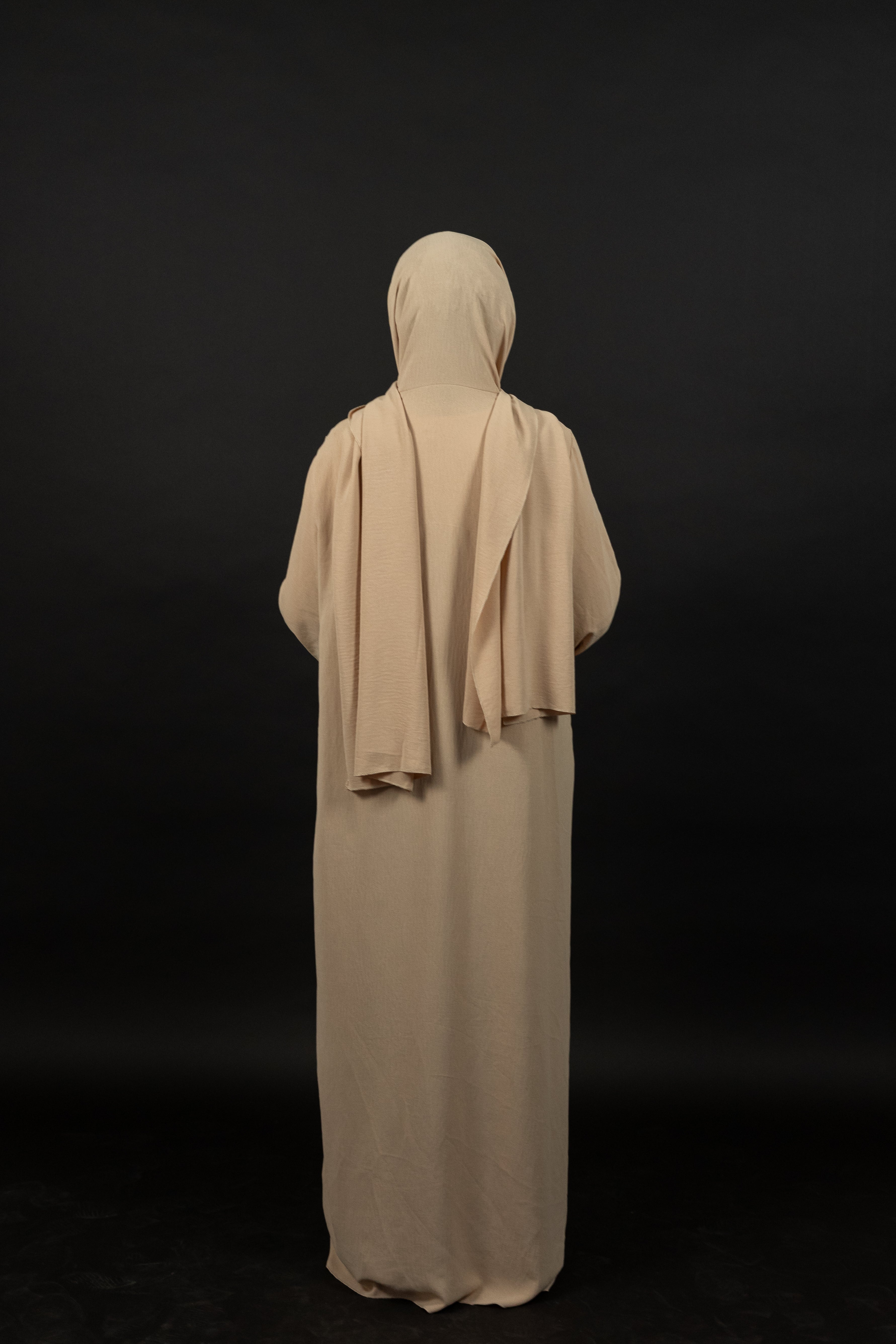 Beige Abaya mit integriertem Hijab